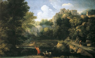 Flodlandskab, der viser hyrde af Gaspard Poussin Dughet