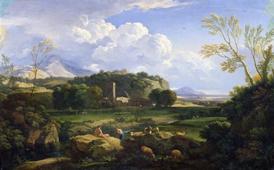 Udsigt over den romerske Campagna (olie på lærred) af Gaspard Poussin Dughet