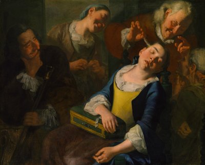 Driller en sovende pige, ca. 1760. af Gaspare Traversi