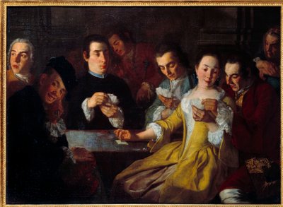 Kortspillet. Maleri af Gaspare Traversi (? - 1769) af Gaspare Traversi