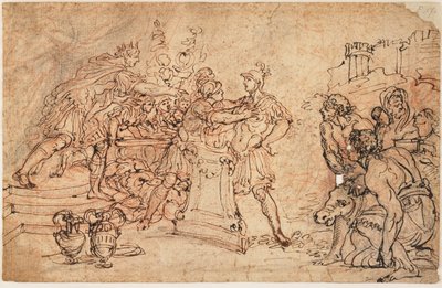 Mucius Scaevola før Porsena af Gasparo Diziani