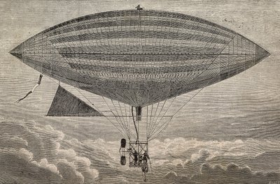 Elektrisk ballon med propel, en prototype af Gaston (18473-1899) og Albert Tissandier (1839-1906), Paris, Frankrig, gravering fra L