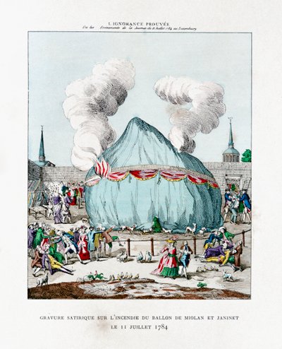 Satirisk gravering på ilden af ballonen af Miolan og Janinet 1784 1887 af Gaston Tissandier