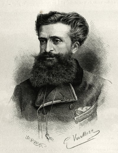 Portræt af Dr. Gustave Lebon (1841-1931). Indgravering af G.Vuillier, til illustration af historien La Syria d