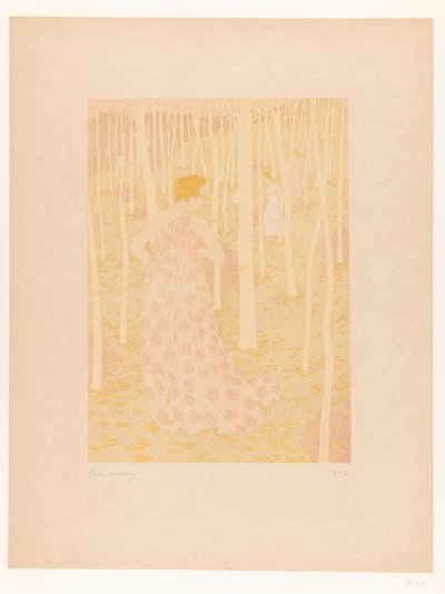 Kvinder på jagt i en skov Chasseresses (original titel) af Gaston de Latenay (signed by artist)