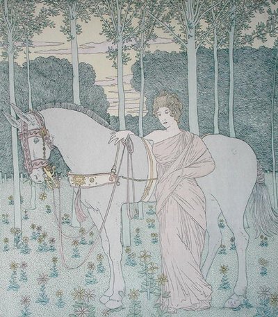 Nausicaa, illustration fra Odysséens bog 6, oversat af Lecomte de l