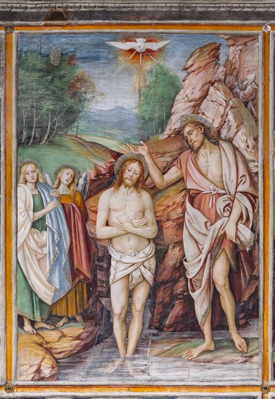 Detalje af "Jesu dåb", fra "Kristi liv og lidenskab" af Gaudenzio Ferrari