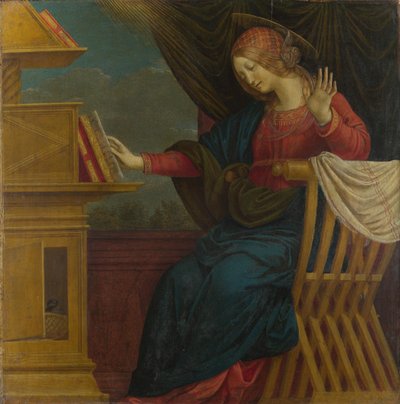 Jomfru Maria Panel fra en altertavle: Bebudelsen, før 1511 af Gaudenzio Ferrari