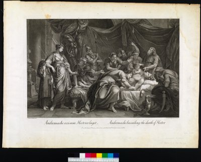 Andromache begræder Hectors død, indgraveret af Domenico Cunego, 1764 af Gavin after Hamilton