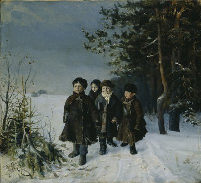 Hjemkomst fra skole, 1884 af Gavriil Fyodorovich Rybakov