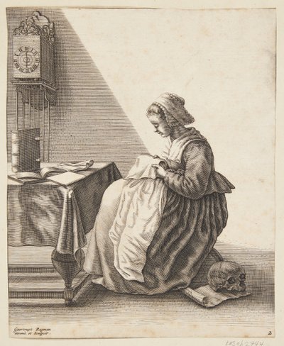 En kvinde, der plisserer af Geertruyt Roghman