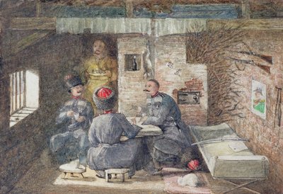 Cossack Hut Interiør i Rusland, 12 Miles vest for Kertch, 1855 af General E.W. Wray