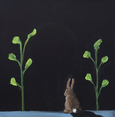 Night Rabbit, 2019 (olie på lærred) af Genevieve French
