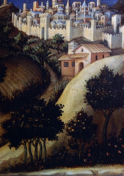 Tilbedelse af Magi-altertavlen, detalje af det centrale predella-panel i Egypten af Gentile da Fabriano