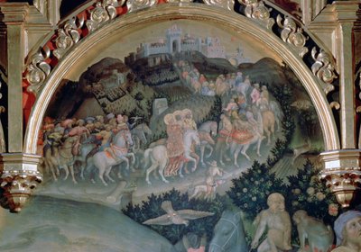 Tilbedelse af Magi Strozzi-altertavlen, detalje, 1423 af Gentile da Fabriano