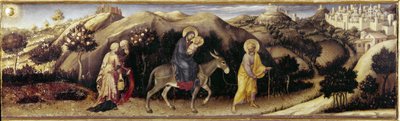 Altertavle for tilbedelse af Magi: Flight to Egypt - centralt panel (olie på panel af Gentile da Fabriano