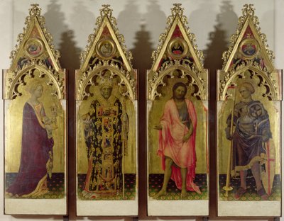 Fire hellige fra Quaratesi Polyptykon: Maria Magdalena, Skt. Nicholas, Skt. Johannes Døberen og Skt. Georg, 1425 (tempera på panel) (for detaljer se 85683 og 85684) af Gentile da Fabriano