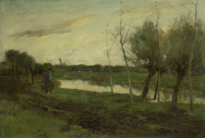 Landskab med en kanal af Geo Poggenbeek
