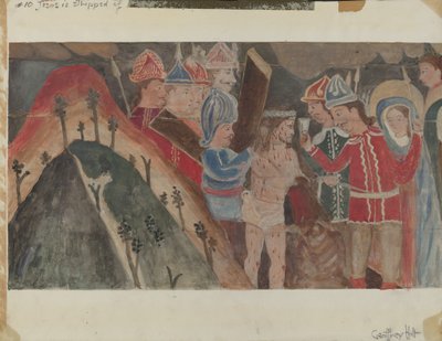 Korsets station nr. 10: Jesus bliver frataget sine klæder, ca. 1936. af Geoffrey Holt