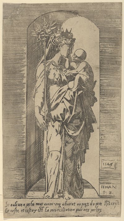 Jomfruen og barnet i en niche, 1543. af Geoffroy Dumoûtier