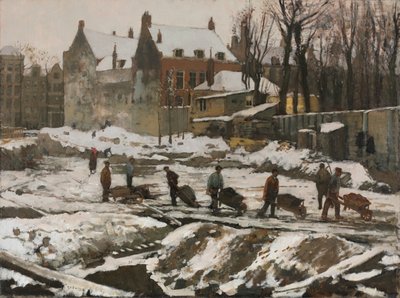 Byggeplads i Amsterdam, ca. 1902 (olie på stof) af Georg Hendrik Breitner