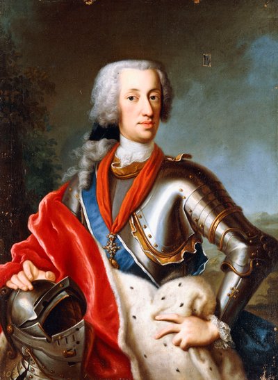 Portræt af Karl Albrecht Wittelsbach, stående, trekvart længde, iført ceremoniel kjole (olie på lærred) af Georg (circle of) Desmarees