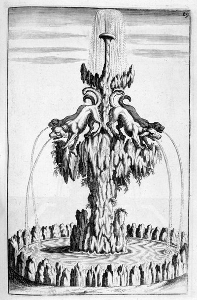 Springvand med hundedesign, 1664 af Georg Andreas Bockler