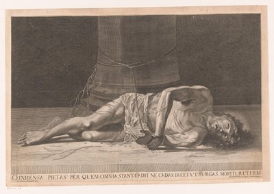 Christ na de geseling O umådelige barmhjertighed, som alle ting står ved, falder, så du ikke må falde, lægger dig, så du kan rejse dig, dør, så du kan leve (titel på objekt) af Georg Andreas Wolfgang