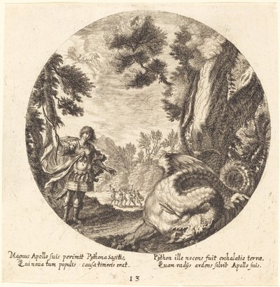 Apollo dræber pytonen af Georg Andreas Wolfgang the Elder