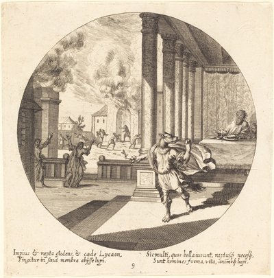 Jove forvandler Lycaon til en ulv af Georg Andreas Wolfgang the Elder