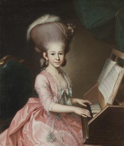 Portræt af en ung dame ved Clavichord, 1779 af Georg Anton Abraham Urlaub