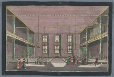 Udsigt over det indre af Kerk van de Broedergemeente i Zeist Mødested for brodersamfundet i Zeyst von Innen af Georg Balthasar Probst (possibly)