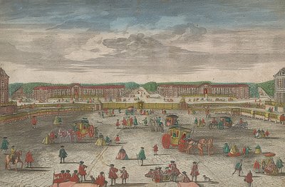 Udsigt over staldene på Versailles Slot af Georg Balthasar Probst