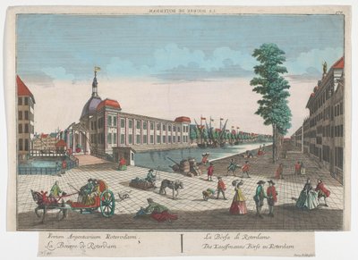 Udsigt over børsen i Rotterdam Die Kauffmanns Börse zu Rotterdam (titel på objekt) Rotterdam (serietitel) af Georg Balthasar Probst