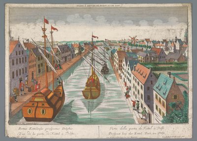 Udsigt over en kanal i nærheden af ​​Ketelpoort i Delft Prospect bey der Kettel Port, zu Delft (titel på objekt) Delft (serietitel) af Georg Balthasar Probst
