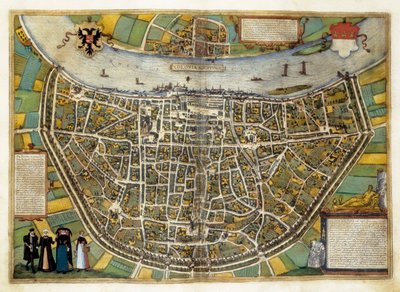 Kort over byen Burgos i Spanien af Georg Braun
