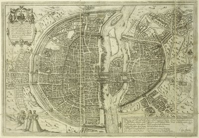 Byplan for Paris, 1572 af Georg Braun
