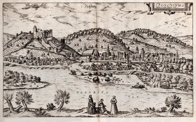 Pressburg Bratislava. Fra: World Earthquake, 1588 af Georg Braun und Franz Hogenberg