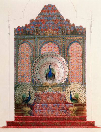 Design til Peacock Throne of Moorish Cloister i det kongelige slot Ludwig II i Linderhof af Georg Carl Heinrich Dollmann