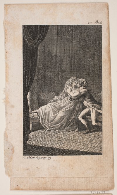 Illustration med elskende par af Georg Christian Schule