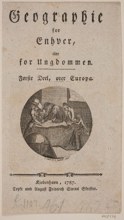 Titelblad med vignet til "Geographie for Enhver" af Georg Christian Schule