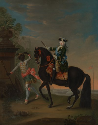 Kejserinde Elizabeth af Rusland 1709-1762 til hest, overværet af en side, efter 1743-49. af Georg Cristoph Grooth