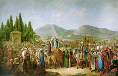 Emir Bechir Shihab II, hersker over Libanon, hyldest Ibrahim Pasha, før St Jean dAcre i 1831 af Georg Emanuel Opitz