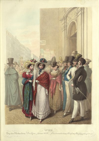 Foran Sankt Michaels Kirke: den velsignelse, smukke verden, lette piger..., ca. 1830. af Georg Emanuel Opiz