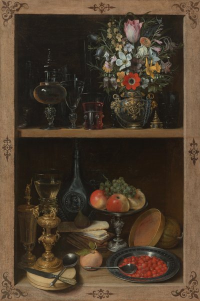 Skab med frugt og blomster af Georg Flegel