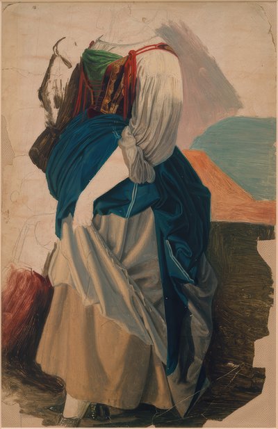 Kjolestudie af en italiensk kvinde af Georg Friedrich August Lucas