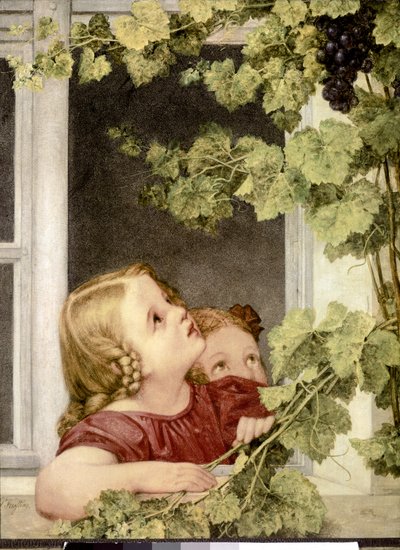 Barn ved vinduet. ca. 1843. (olie på lærred) af Georg Friedrich Kersting