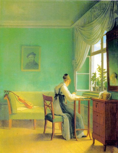 Broderende kvinde af Georg Friedrich Kersting