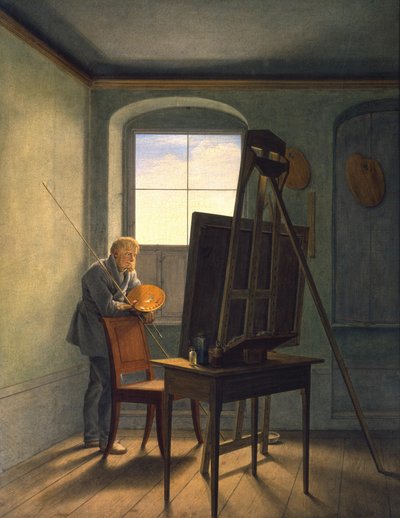 Tysk: Caspar David Friedrich i sit atelier Caspar David Friedrich i sit atelier (1812) af Georg Friedrich Kersting