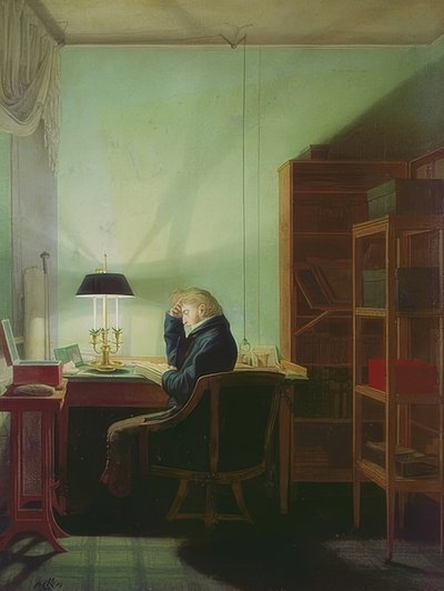 Læsning ved lampelys. 1814 af Georg Friedrich Kersting